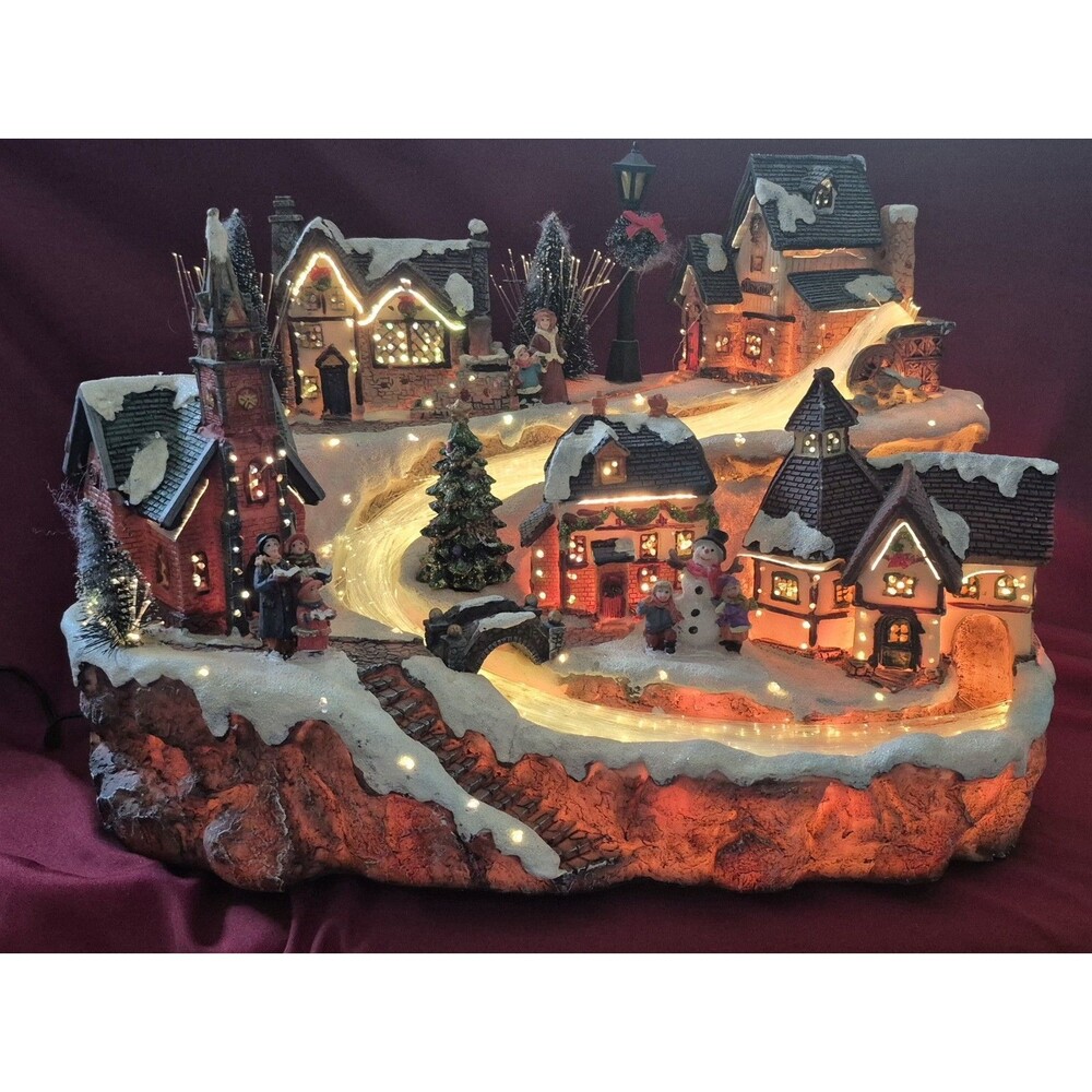 Vintage 2007 Target Fiber Optic Christmas Village 12x9 Holiday Home Decor Mint